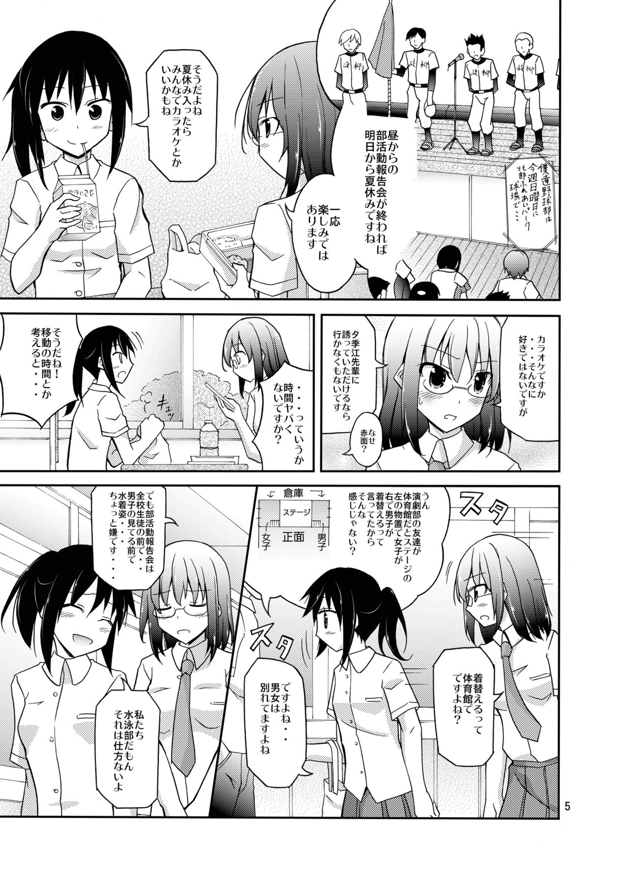 Suieibu Joshi Buin Danshi no Mae de Nama Kigae page 5 full