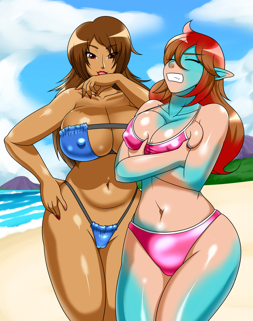 Elaine and Tyra Beach Fun page 2 full