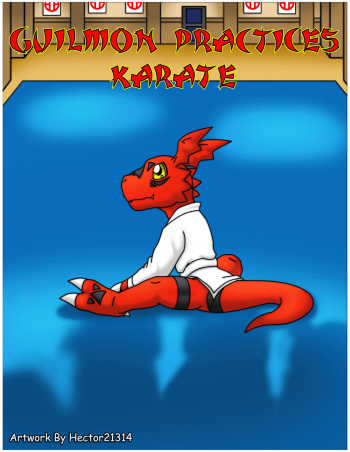 [Hector21314] Guilmon Practices Karate (Digimon) cover