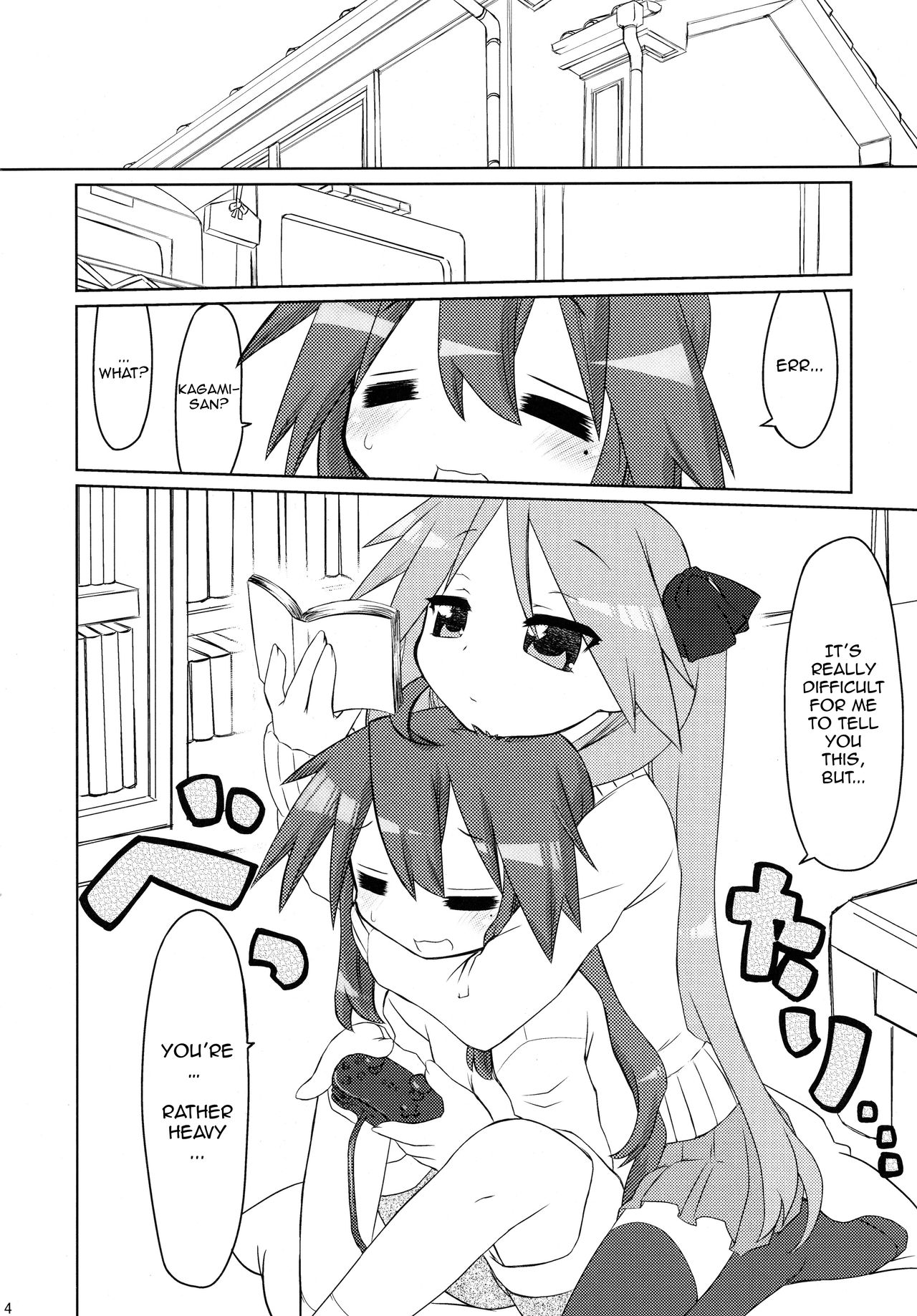 Ijiwaru Kagami. Ijirare Konata. | Meanie Kagami. Teased Konata. page 4 full