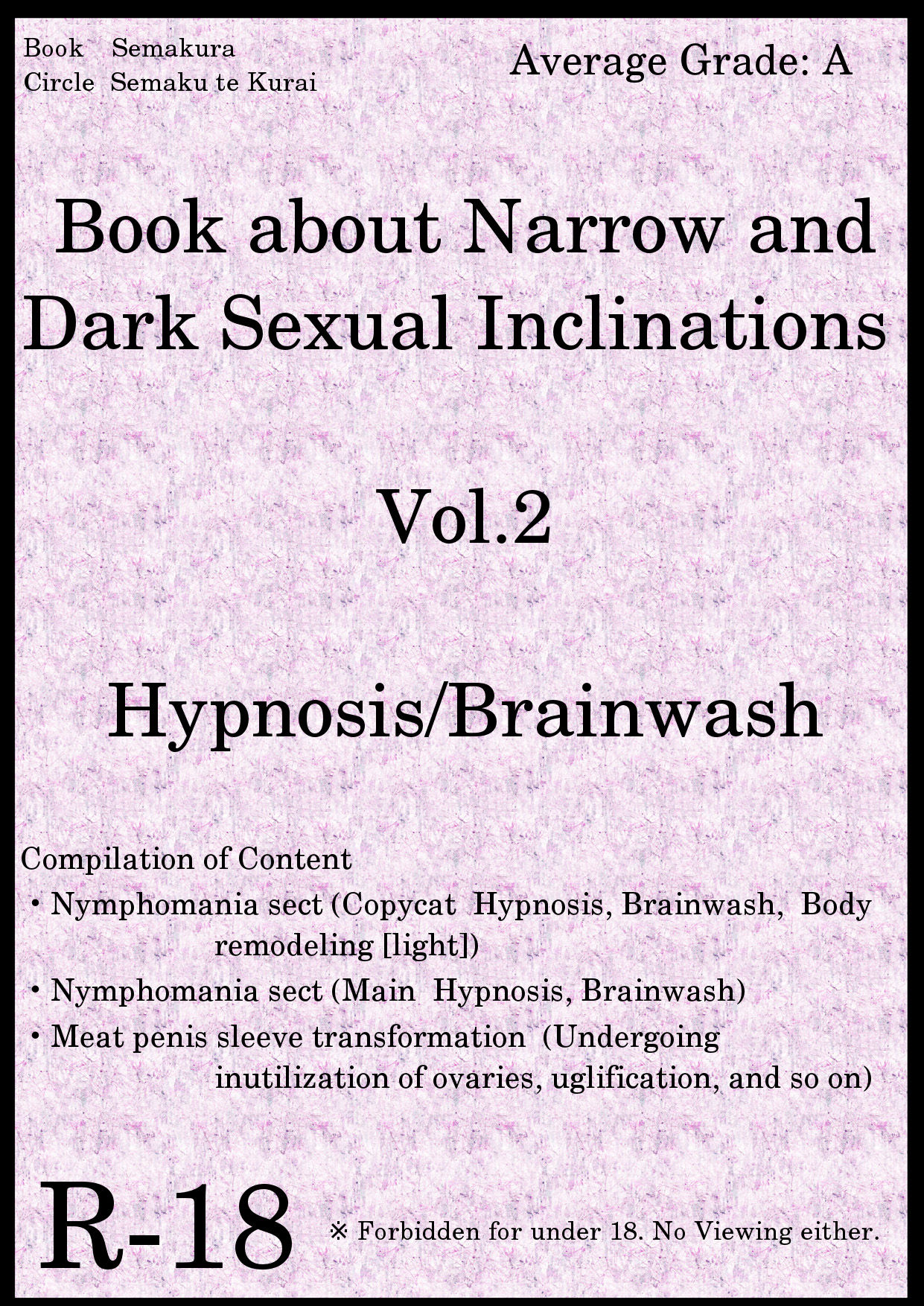 Book about Narrow and Dark Sexual Inclinations Vol.2 Hypnosis/Brainwash page 1 full