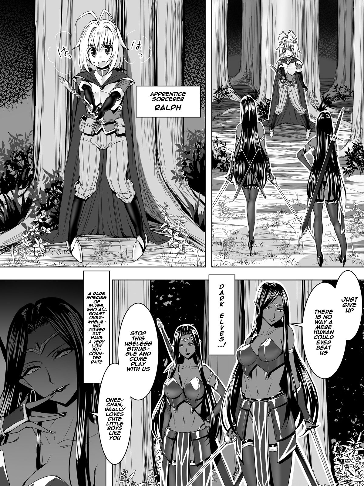 Minarai Mahoutsukai ga Hatsujouki no Dark Elf ni Mori de Souguu Shite Gyaku Rape Sarechau Ohanashi | An apprentice sorcerer encounters dark elves who are in heat in the forest and gets reverse raped page 2 full