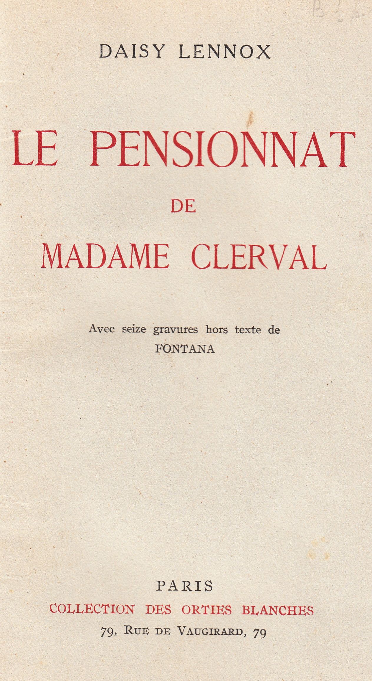 Le Pensionnat de Madame Clerval page 1 full