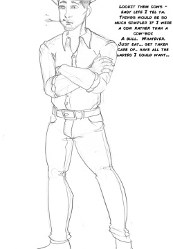 The Cattle Drive Cowboy Bull and Cowgirl Cow