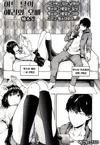 [Yuzuki N Dash] Aru Hi no Eri to ani | 어느 날의 에리와 오빠(COMIC AOHA 2019 Fuyu) [Korean][TSD] cover